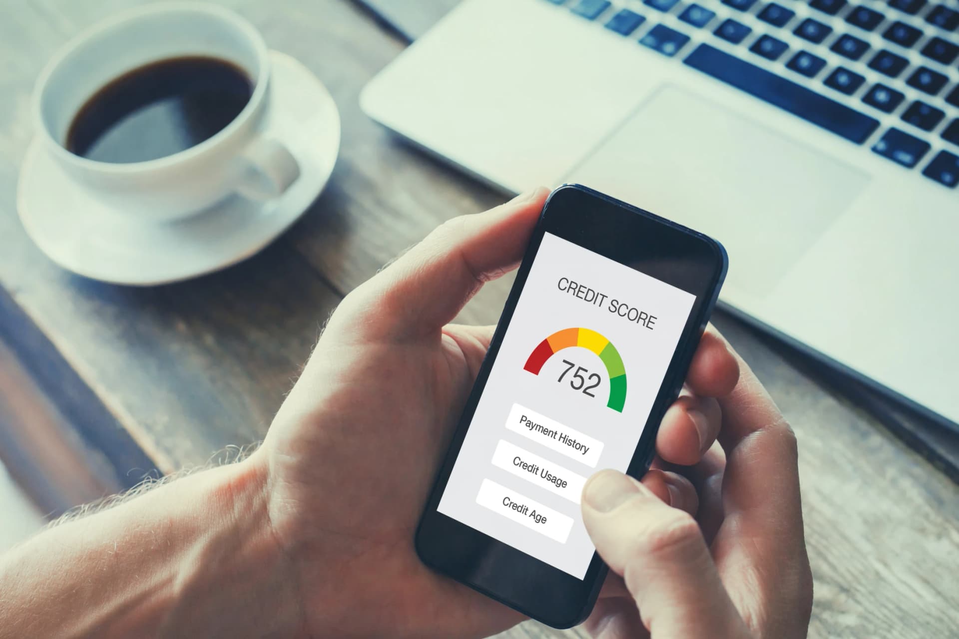 credit score on the screen of smart phone credit score on the screen of smart phone
